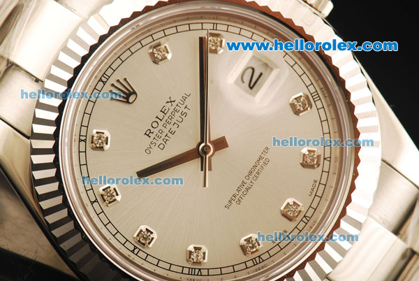 Rolex Datejust II Swiss ETA 2836 Automatic Movement Full Steel with Silver Dial and Diamond Numerals - Click Image to Close